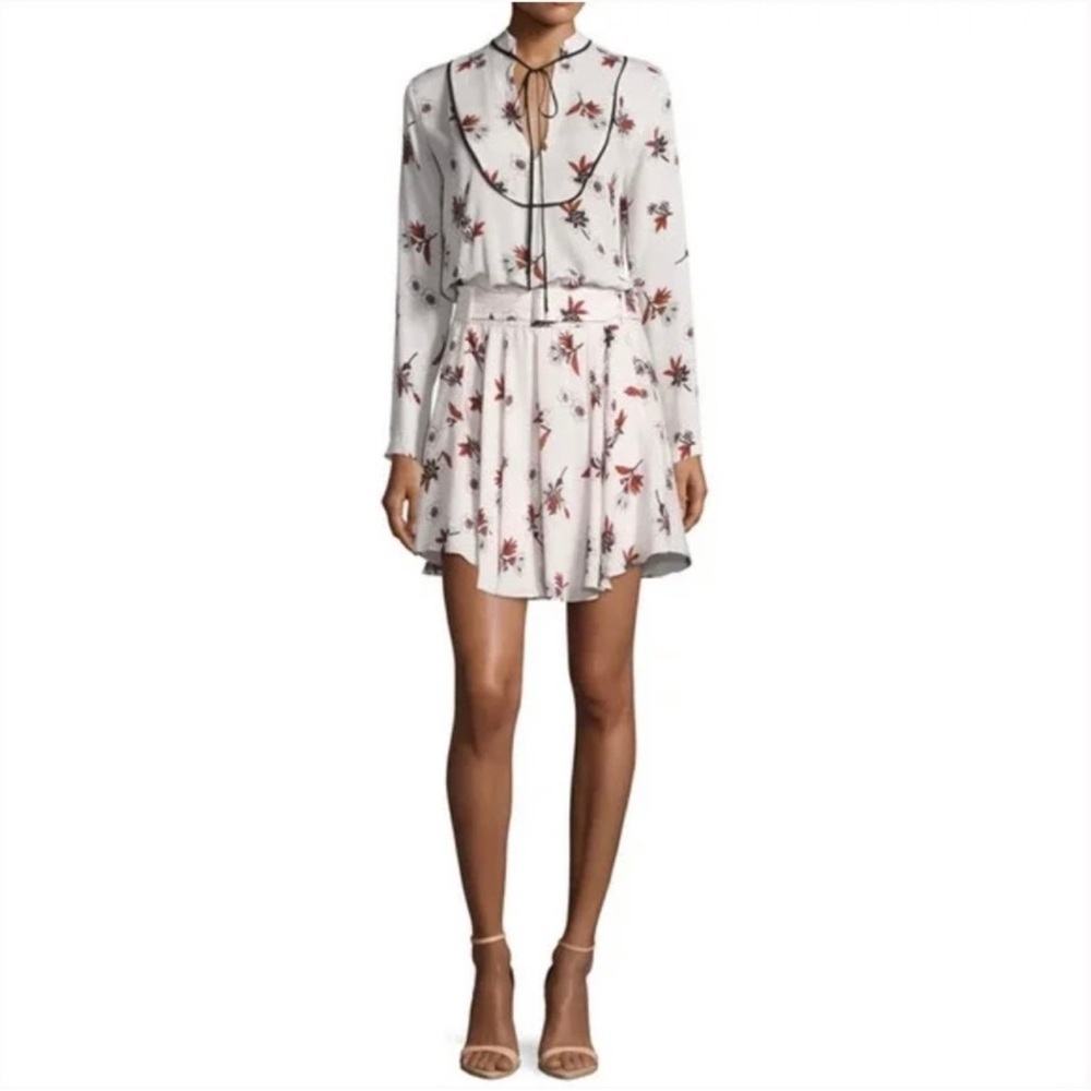 A.L.C. Campbell Floral Silk Long Sleeve Belted Dress Size 4